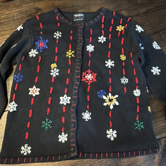 Studio Sweaters - Vintage Designers Original Studio Christmas Cardigan Sweater Santa Snowman Small